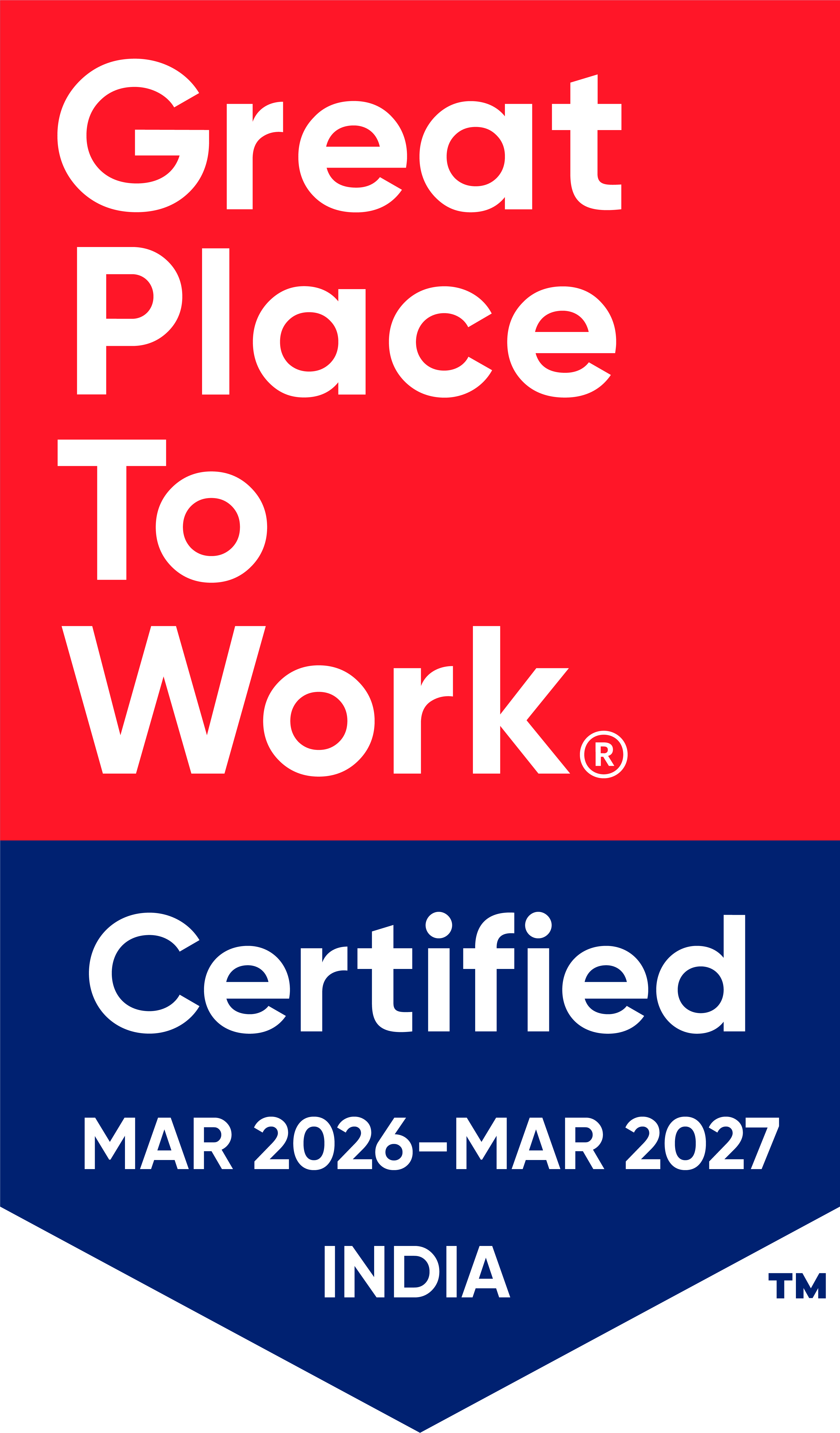 Great Place To Work Certified — India MAR 2026–MAR 2027